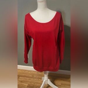 Chic Red Lightweight Slouchy Sweatshirt